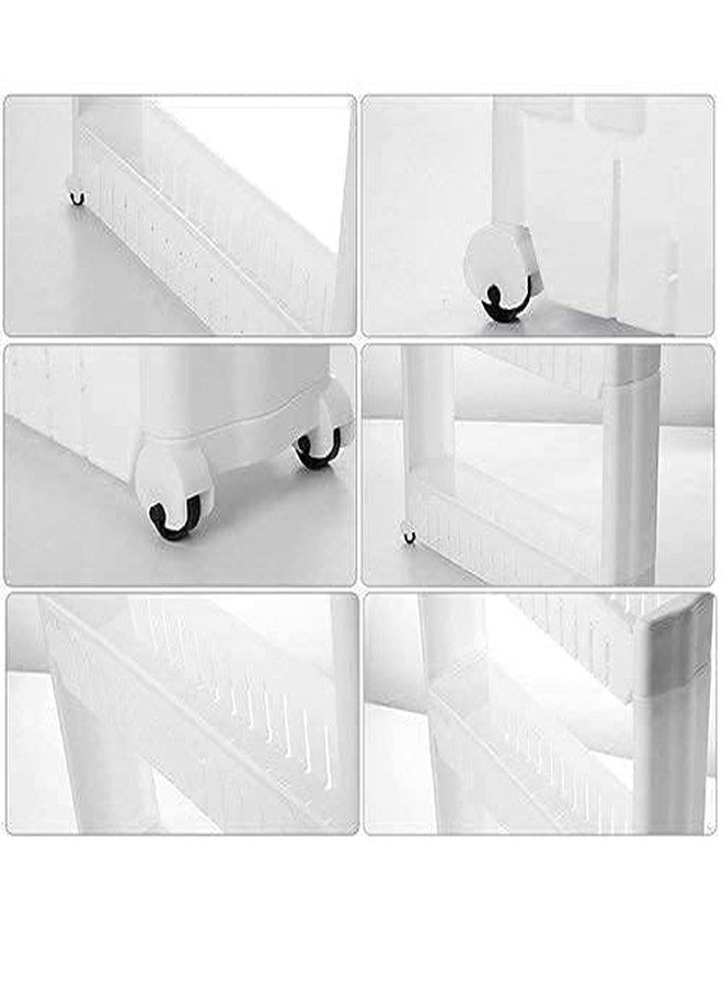 VISHVA 2 Layer Slim Storage Organizer Slim Rack Shelf with Wheels for Easy Movement | Durable Plastic, white - Image 2